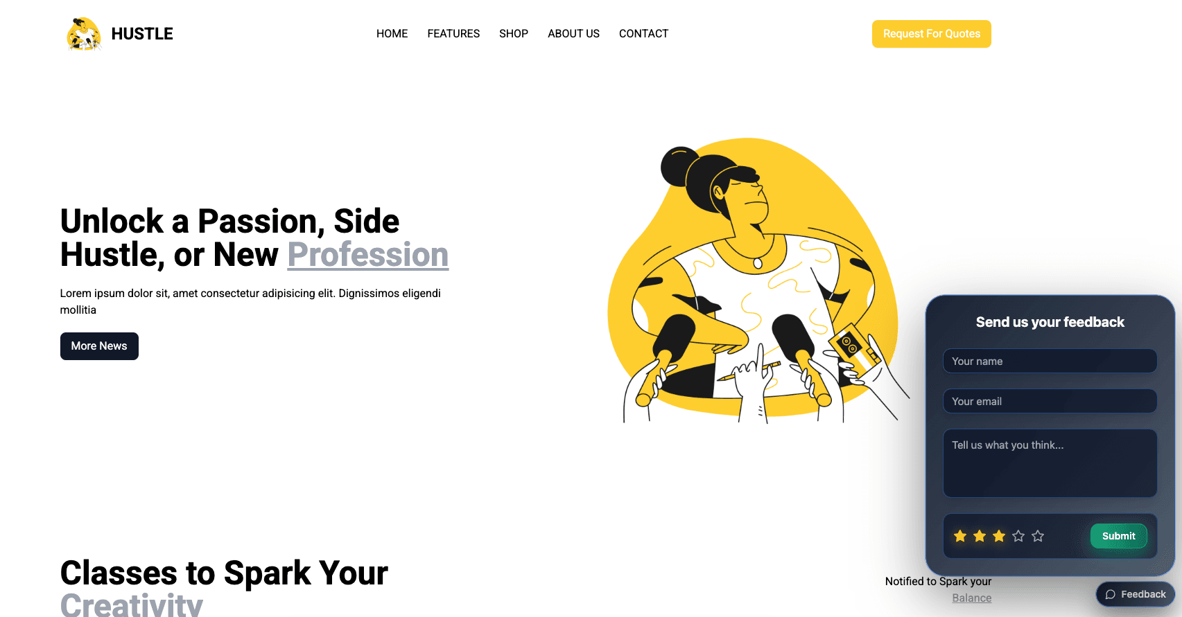 Embedded Marketing - Modern React Landing Page with Feedback Widget