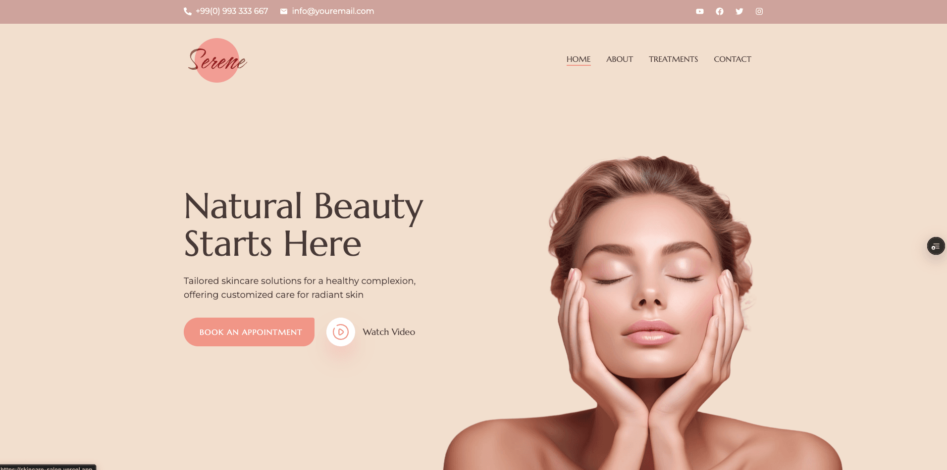 Premium Skincare Salon - Next.js, TailwindCSS, Framer-Motion Frontend Project